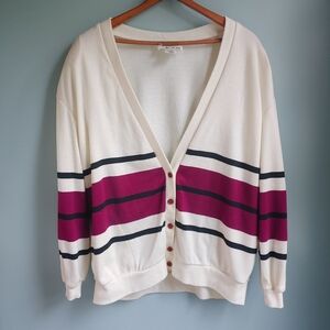 Vintage Varsity Style Preppy Cardigan Sweater Union Made In USA